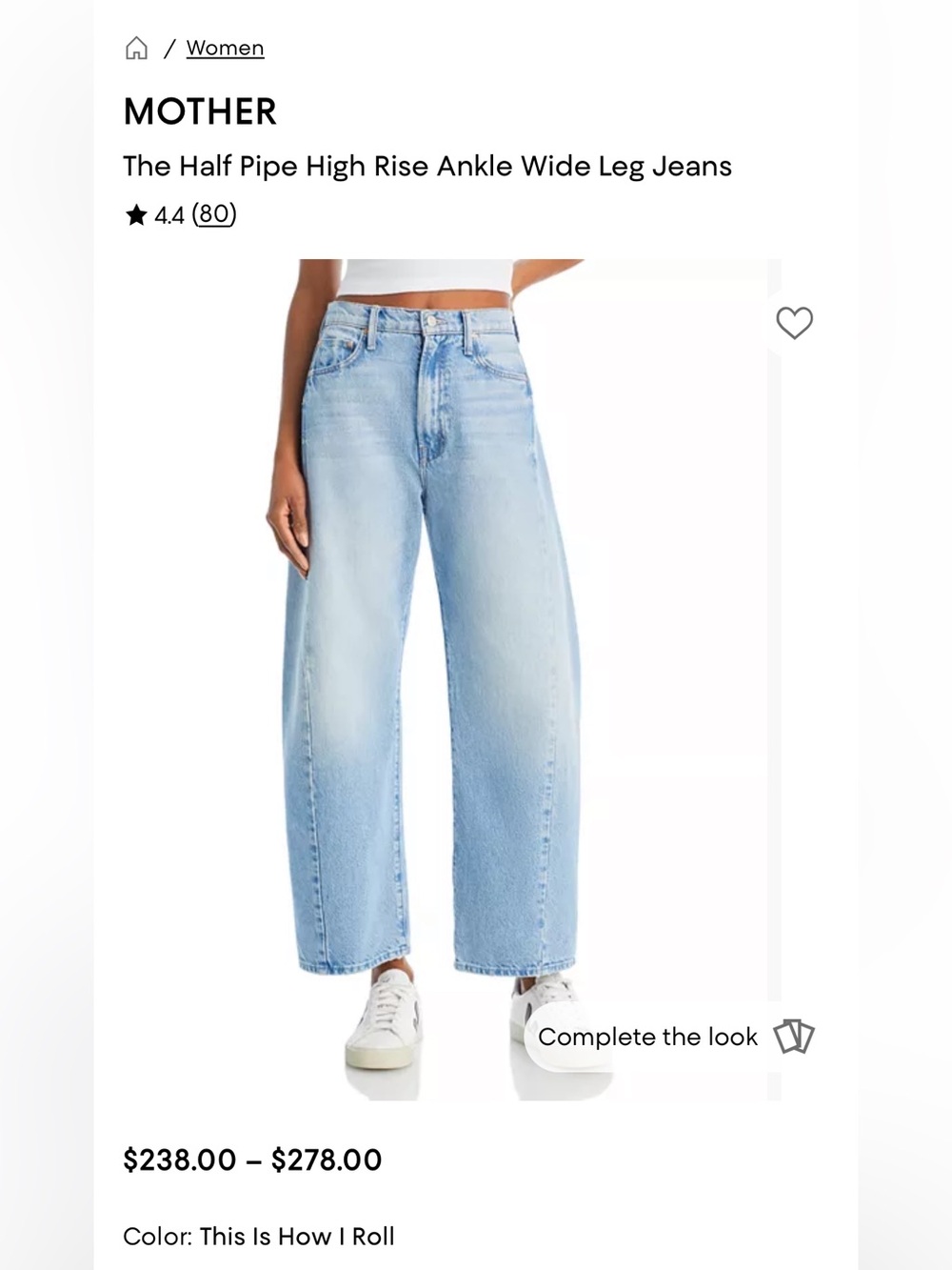MOTHER The Half Pipe High Rise Ankle Wide Leg Jeans